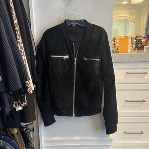 RtA Black Suede Bomber Jacket